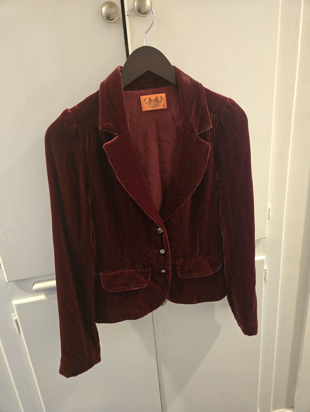 Juicy Couture Burgundy Velvet Tailored Blazer Excellent Condition Size 2